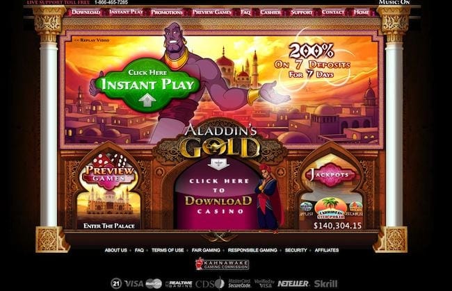 Aladdins gold casino free chip