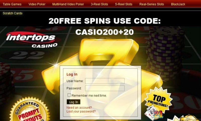 Intertops 20 free spins