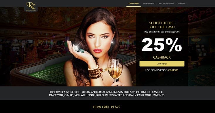 rich casino craps bonus cashback