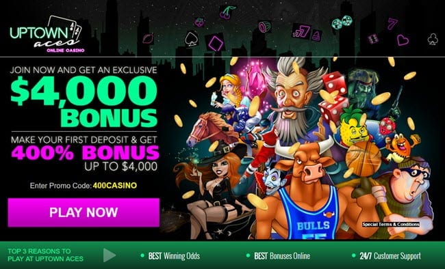 up town aces casino exclusive bonus $4000