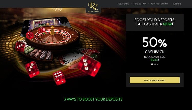 rich casino cashback