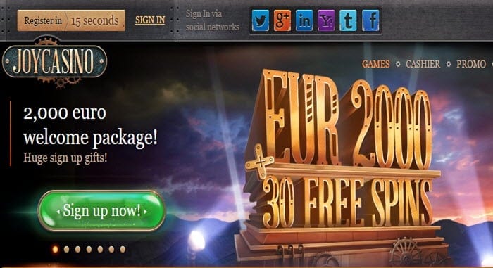 joy casino welcome bonus