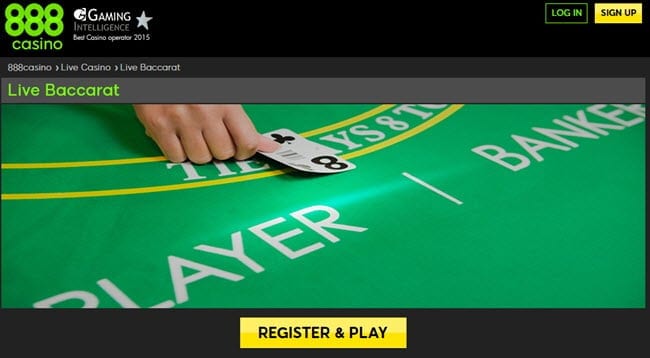 baccarat live casino 888